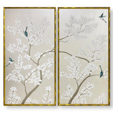 Load image into Gallery viewer, Set of 2 Silver Chinoiserie Panels
