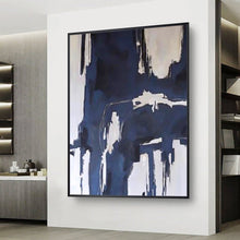 Load image into Gallery viewer, DARK BLUE abstract painting
